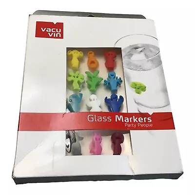 $12.50 • Buy Vacu Vin Party People Wine Drinking Glass Markers - Set Of 12 Silicone Figures