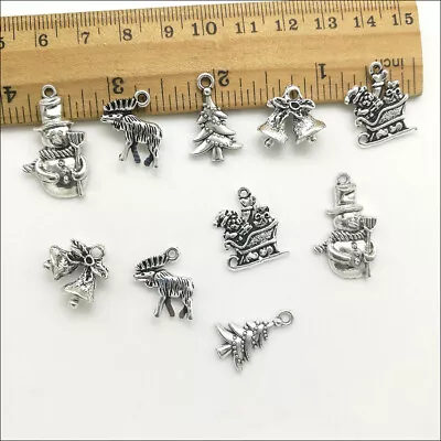 Lot XMAS Tree Snowman Elk Antique Silver Charms Pendants Jewelry DIY Findings • $1.44