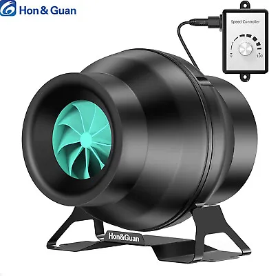 Hon&Guan 4in Inline Duct Fan HVAC Exhaust Blower Kit EC Variable Speed Control • $56.04