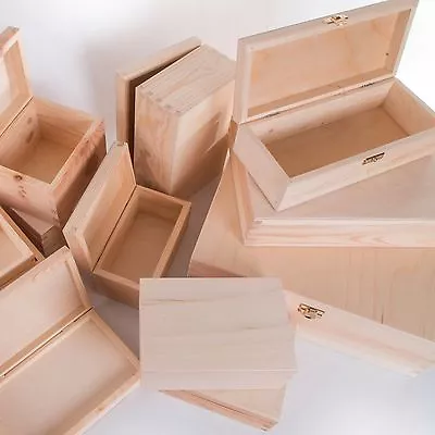 £9.95 • Buy Selection Of Small & Large Wooden Storage Boxes /Memory Keepsake Box With Lid  