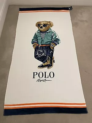 Polo Ralph Lauren Bear Logo Bath Beach Towel Navy Multi 100% Cotton • £59