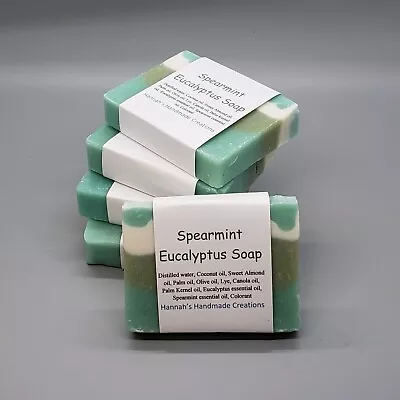5 Pack Of Spearmint Eucalyptus Soap - Terrific Scent Made With Essential Oils • £38.56