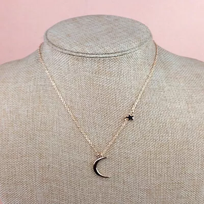 2PCS Silver Choker Half Moon Necklace Alloy Necklace 925 Sterling • $8.44