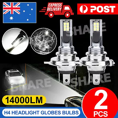 2x LED H4 Headlight Globes Bulb Car Light Headlamp High Low Beam Conversion Kit • $13.95