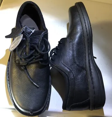 NEW EUROSTAR U.S.A. 7D Wide Comfort Mens Black Leather Shoes Lace Up Flexi Soft • $9.99