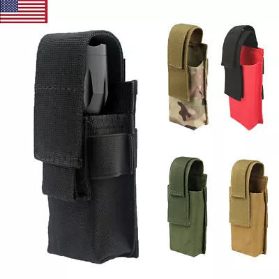 Tactical Molle Flashlight Holder Belt Holster Flashlight Pouch Torch Carry Case • $6.99