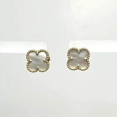 Van Cleef & Arpels Sweet Alhambra Pieced Earrings 18K Yellow Gold Mother OfPearl • $2712.24