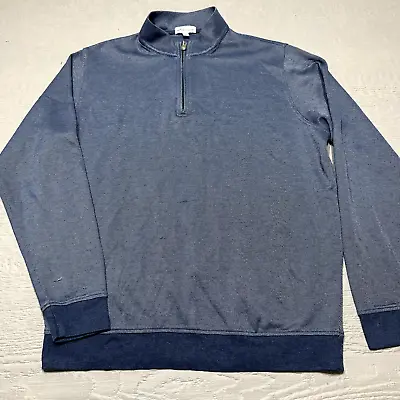 Peter Millar Sweater Mens Large Blue Knit 1/4 Zip Mock Neck High Neck Knit * • $15.50