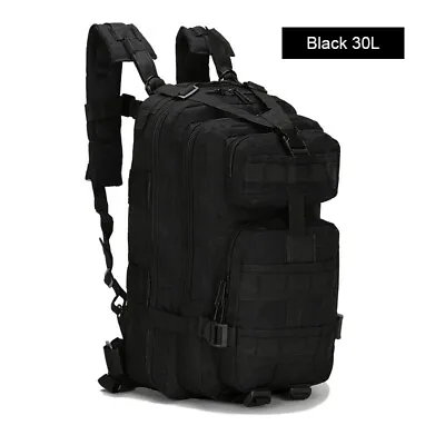 30L Military Black Tactical Backpack Rucksack Camping Hiking Bag Outdoor Travel • $17.88