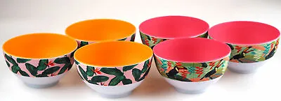 6 Piece Melamine Plastic Cereal Bowls - Toucan Bird / Tropical Leaf Designs • £15.99