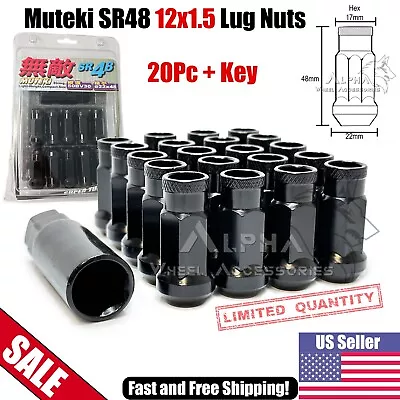 20 Black 12x1.5 Muteki SR48 Racing Lug Nuts For Hyundai Genesis Coupe Veloster N • $37.98