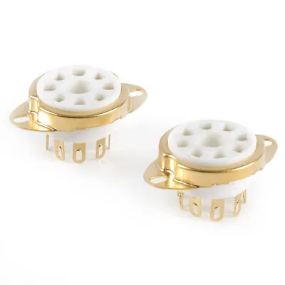 2pcs Octal Gold 8pin Ceramic Vacuum Tube Socket Octal Valve  EL34 6550 Tube Amp • $7.53