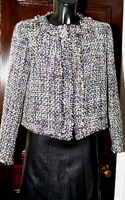 Fenn Wright Manson Boucle Frayed Tweed Xolande Jacket Eur0 44 Uk 16 New £189 • £145