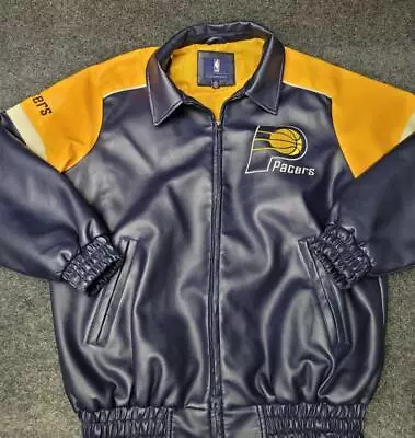 Indiana Pacers Jacket Sz Large Leather Letterman Bomber NBA G-III Carl Banks Z1 • $69.99