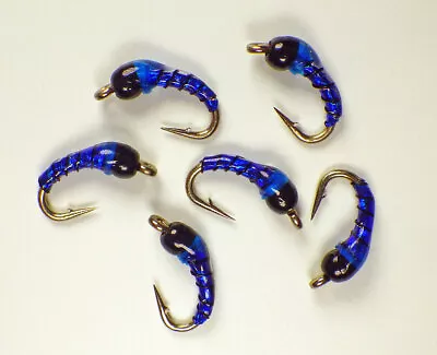 Zebra Midge Tungsten Black And Blue Fly Fishing Flies Trout Flies Nymph Flies • $12.95