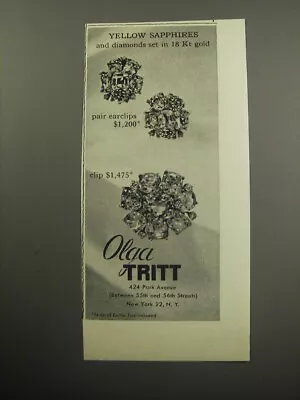 1957 Olga Tritt Jewelry Advertisement - Yellow Sapphires And Diamonds • $19.99