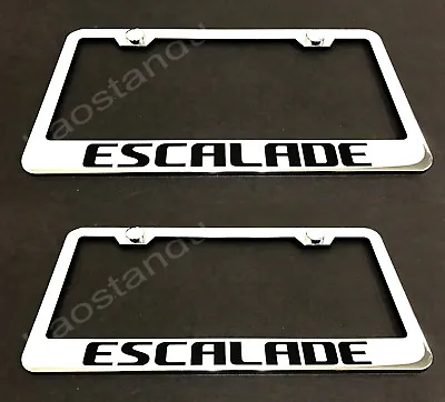 2x ESCALADE STAINLESS Chrome License Plate Frame W/screw Caps • $24.62