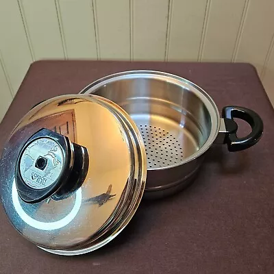 Vtg Cordon Bleu Temp-Tone 8” Steamer Insert With Vented Lid Stainless Steel USA • $55