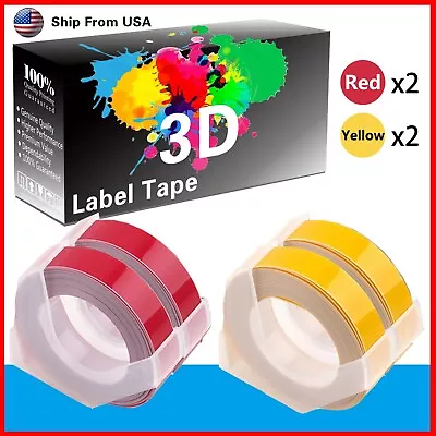 4PK (2Red+2Yellow) LabelTape 3D Fit For Dymo Maxi 1755 Label Makers • $12.99