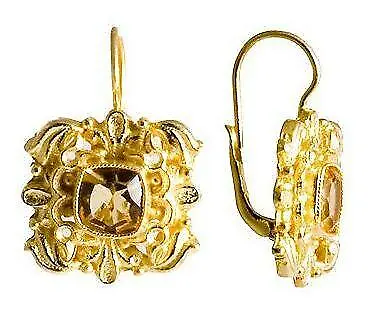 Catherine Of Aragon Citrine Earrings: Museum Of Jewelry • $114.95