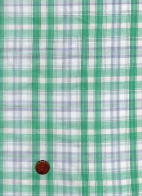 100% Cotton Fabric Tartan Style Check Pale Jade Green Lilac White Patchwork • £2