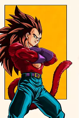 Dragon Ball GT Vegeta SSJ4 Yellow Background Poster 12inx18in • $9.95