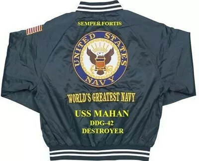Uss Mahan  Ddg-42 Destroyer Embroidered Satin Jacket(back Only) • $169.95