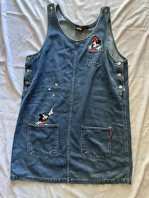 Vintage 90s Disney Mickey Denim Jean Overall Dress! Tagged Large Fits M/L • $45