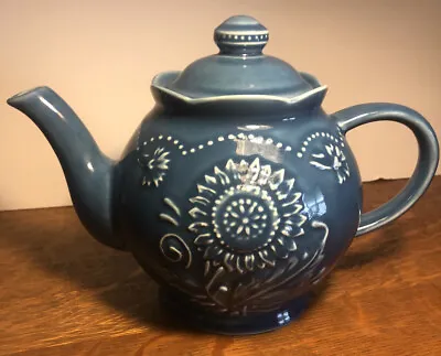 J Willfred Teapot Teal Blue Made In Portugal For Sadek Imports. Flower & Scroll • $30