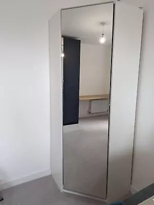 Corner Wardrobe White Mirror Door 2m Height • £50