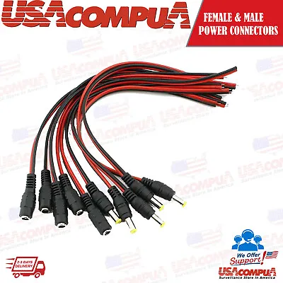 5pair 12V 5.5x2.1mm Male + Female DC Power Socket Jack Connector Cable Plug Wire • $6.39