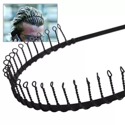 Men's Metal Wire Teeth Hair Band Fashion Black Soccer Football Sports Headband • $12.29