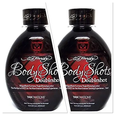 $54.90 • Buy Ed Hardy BODY SHOTS Mega Black HOT Tingle Tanning Lotion 2 BOTTLES