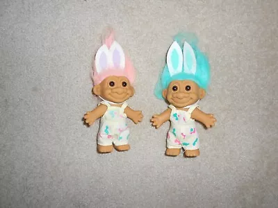 2 Vintage Russ Easter Bunny  Pair Of 5 Inch Troll Dolls  With Ears • $20.80