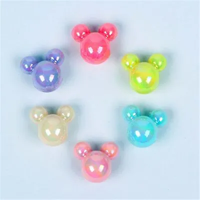 Cartoon Mouse Head Beads - AB Candy Color Acrylic Bead DIY Jewelry Making 35PCS • $11.59
