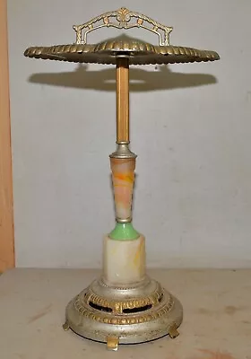 Onyx Cast Plated Smoking Dressing Stand Lamp Art Deco Collectible Vintage Parts • $169.99