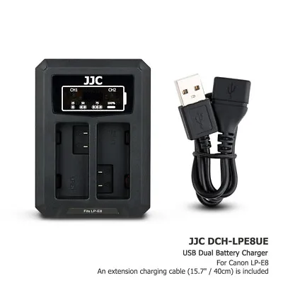 USB Dual Battery Charger Fits LP-E8 Fr Canon EOS 700D 650D 600D 550D Rebel T5i • £11.39