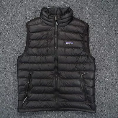 Patagonia Vest Mens Medium Black Down Sweater Puffer Full Zip Pockets • $144.80