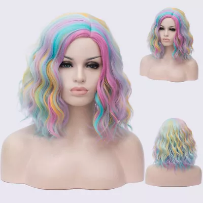 Rainbow Ombre Curly Synthetic Wigs Femme Anime Cosplay Short Long Wigs  • £15.18