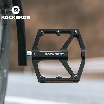 ROCKBROS Mountain Bike Pedals MTB Bicycle Pedals Flat Platform Reflective 9/16'' • $32.77