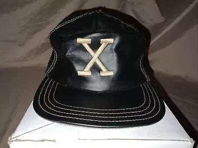 Vintage MALCOLM X Hat Leather Embroidered Logo Adjustable Cap 90s Made In USA • $54.95
