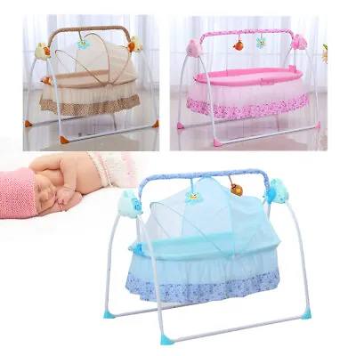 Electric Baby Crib Cradle Infant Rocker Auto-Swing Bed Baby Sleep Mosquito Bed • £78