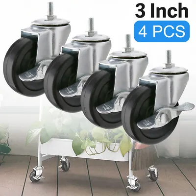 3'' Casters With Brake Wheels For Shelves Unit Rack Large Space Storage Rolling • $15.99