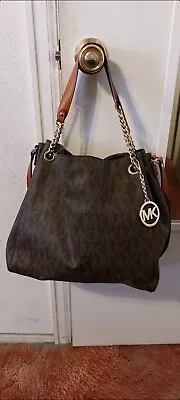 MICHAEL KORS 💜Jet Set SIGNATURE BROWN💜chain TOTE  Handbag! • $85