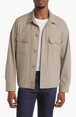 NEW Hugo Boss Hanry Beige Stretch Wool Shirt Jacket Sz 40R NWT $398 • $85