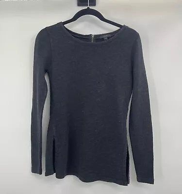 J. Crew Tunic Sweatshirt Side Slits Zipper Back Long Sleeves Tshirt Sweater Xs • $26