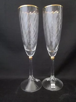 Miller Rogaska Crystal - Jubilee Gold Flutes -  Pair - With Box • $39.99