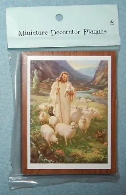 Vintage Jesus The Good Shepherd Picture On Wood Plaque {3.25  X 4.25 } New • $4.89
