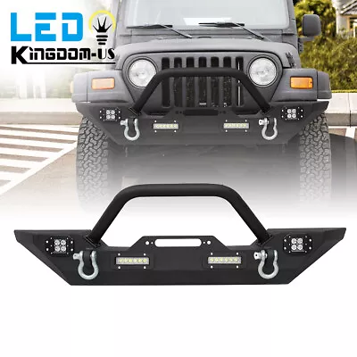 Front Bumper For 1987-2006 Jeep Wrangler TJ YJ W/ Winch Plate & LED Lights • $189.65