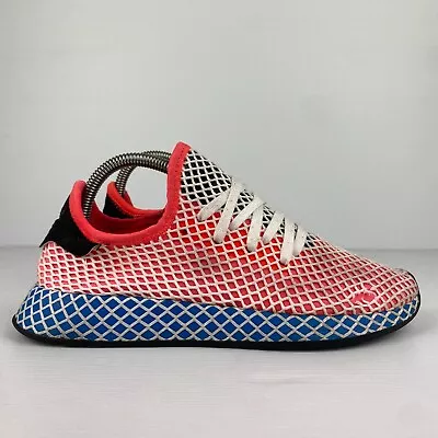 Adidas Running Shoes Mens US 7 Orange Blue White Net Deerupt Athletic Sneakers • $19.95